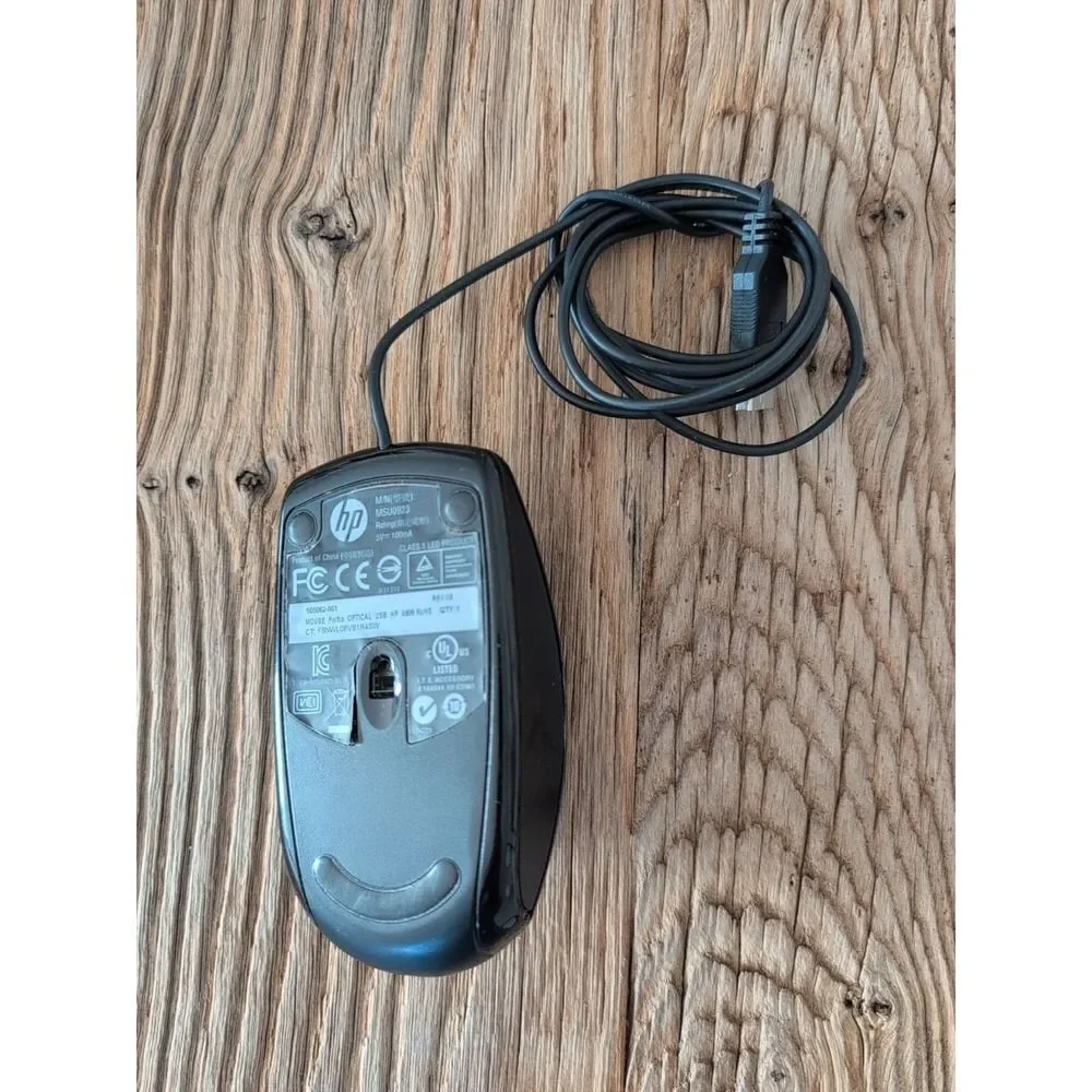 HP MSU0923 Wired Optical USB Mouse Black 505062-001 Portia